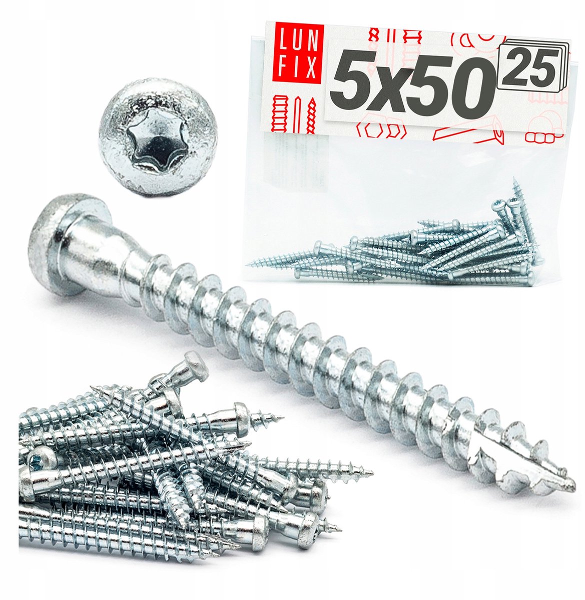 Lun Fix Verbindingsschroeven 5x50mm voor hoekverbinders - 25 stuks