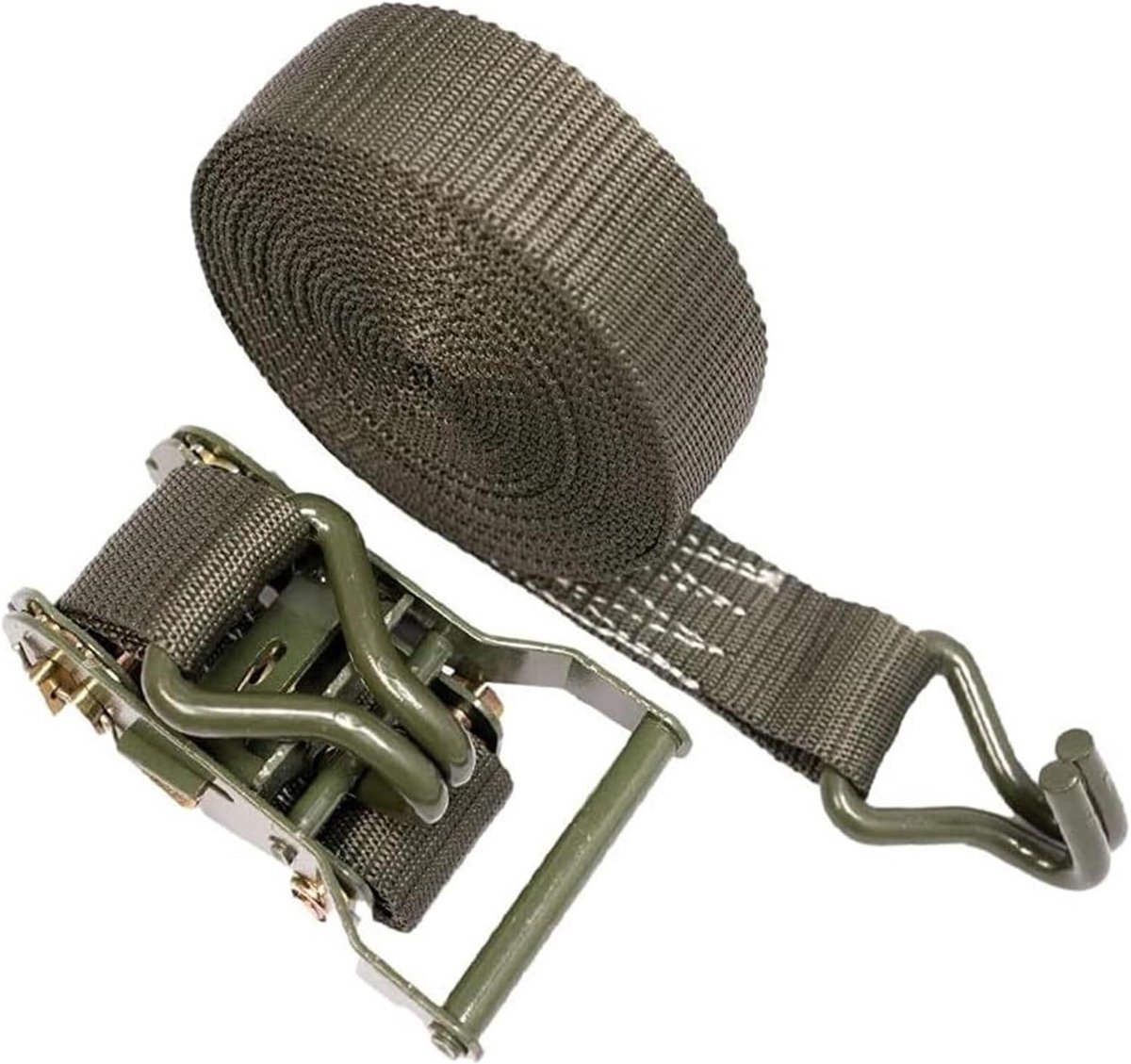 Spanbanden set - Lading zekeren - Vracht vervoeren - Verstelbaar met haak - 50mm x 10m - Legergroen
