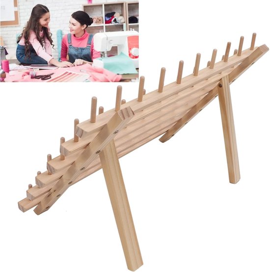 Vouwbare draadhouder van beukenhout met 60 spoelen, ideaal voor borduren, quilten en sieraden maken — afbeelding 2