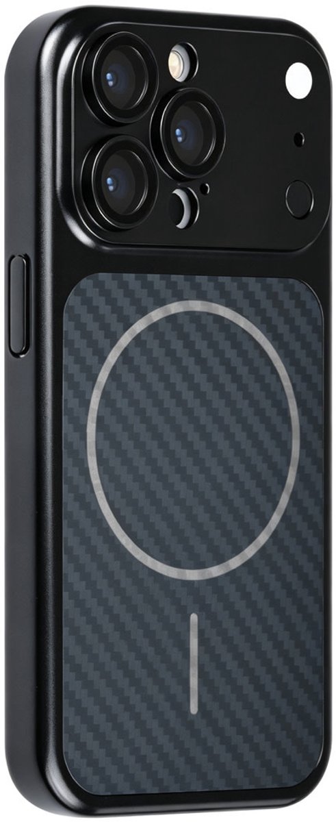 TUNIQ Backcover hoesje voor Apple iPhone 15 Pro - MagSafe With fiber pattern PC - Zwart