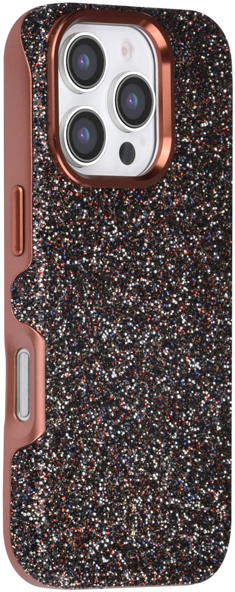 TUNIQ iPhone 16 Pro Backcover hoesje - Glitter Magsafe TPU+PC - Bruin