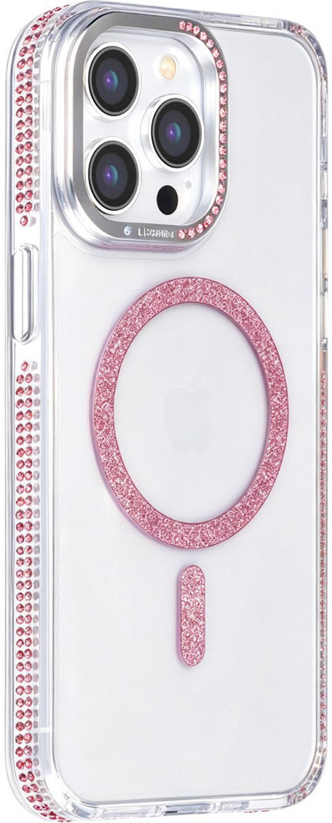 TUNIQ telefoonhoesje voor Apple iPhone 15 Pro Max - Diamond MagSafe TPU+PC - Roze