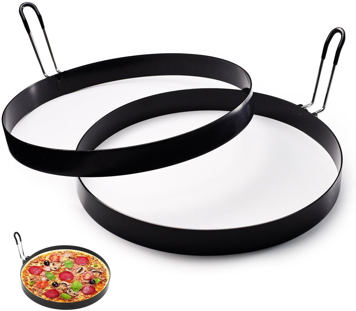 Elzusha - Set van 2 RVS Omelet Ringen met Handvat voor Bakken
