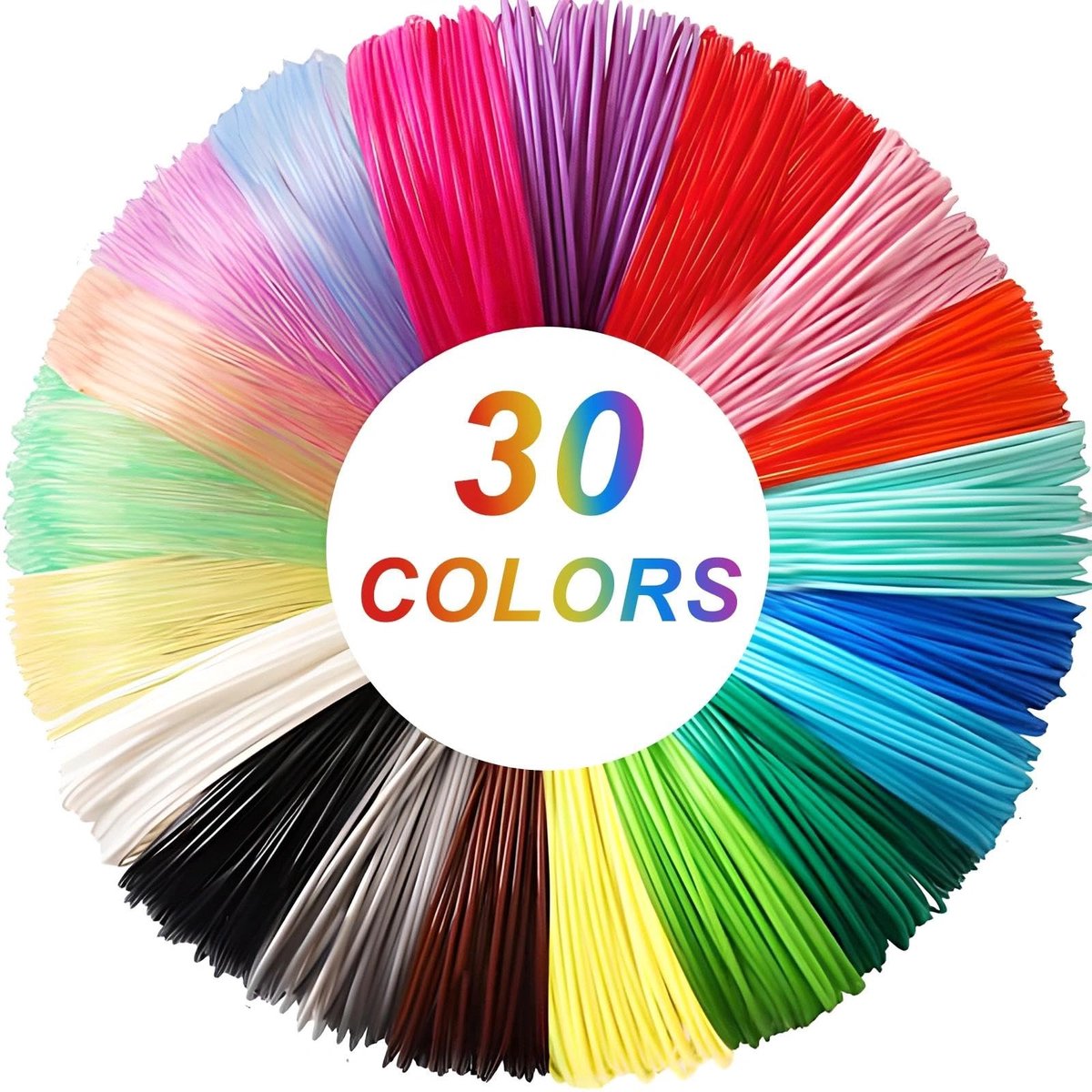 Elzusha - 3D Printer Filament - 30 Kleuren - 1.8 mm Filament Voor 3D Pennen en Printers
