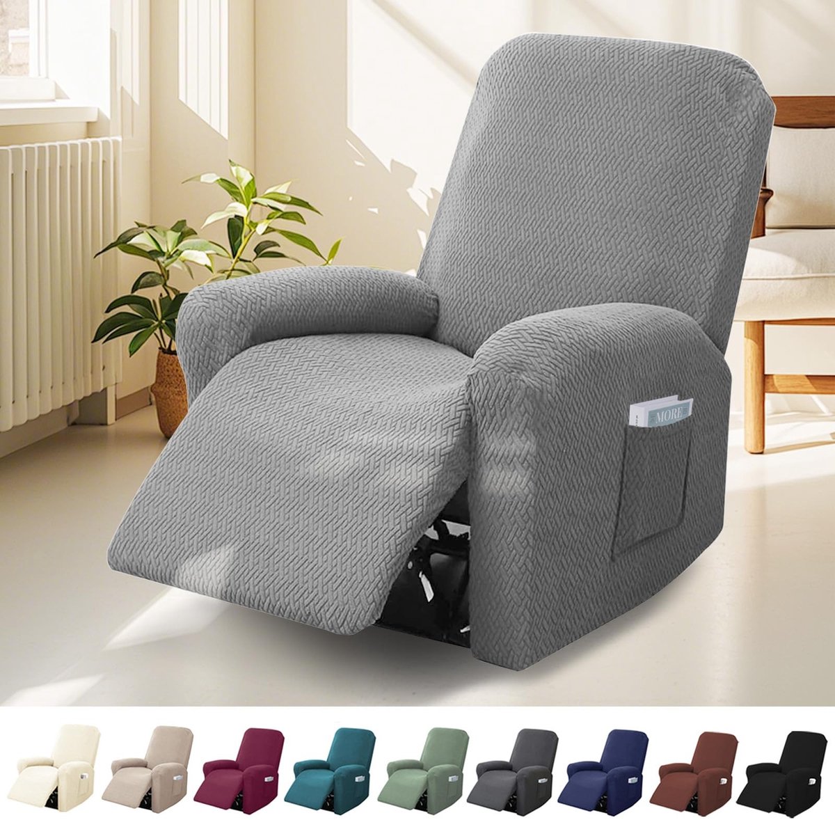 Elzusha - Recliner Hoes met Opber pockets, Beschermhoes voor Stoelen