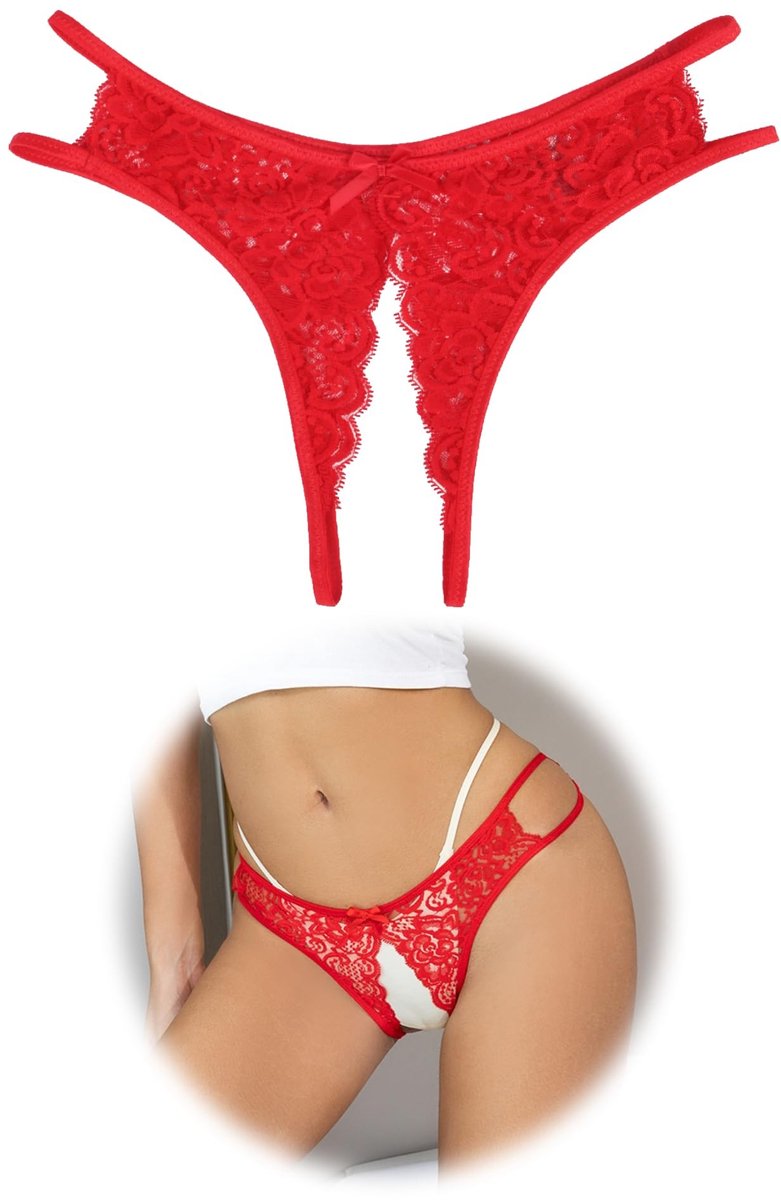 Elzusha - Dames Thong - Sexy Lace Ondergoed - Rood
