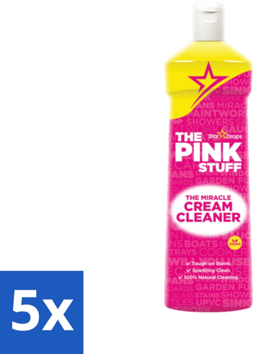 5 x The Pink Stuff - Miracle Cream Cleaner - Allesreiniger - Voor Keuken & Badkamer - 500ml - Allesreiniger - Keuken Reiniger - Badkamer Reiniger - Fornuis Reiniger - Wastafel Reiniger