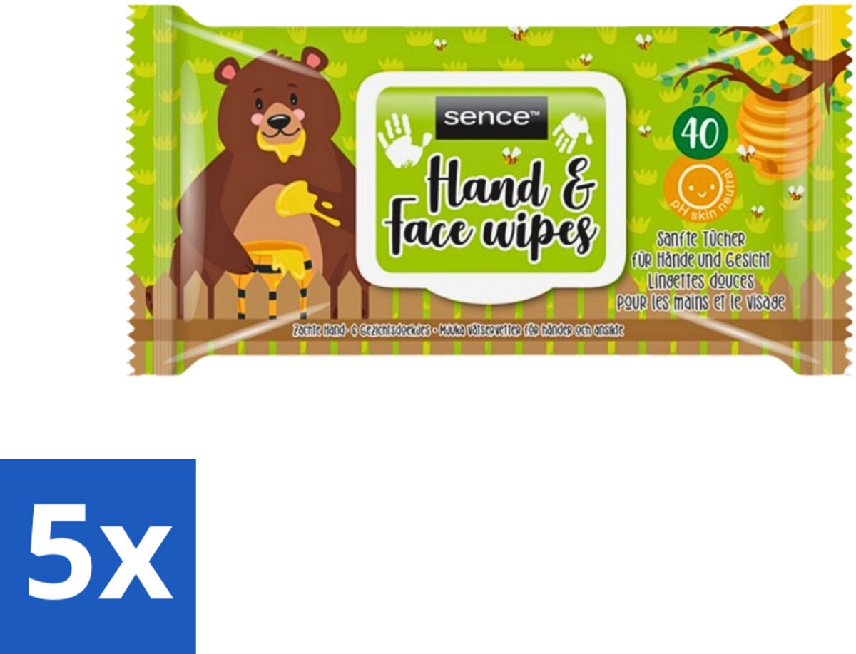 5 x Sence - Reinigingsdoekjes - Gezicht & Handen - 40 Doekjes - Reinigingsdoekjes Gezicht En Handen - Gezicht Reinigen - Handen Reinigen - Doekjes Voor Gezicht - Doekjes Voor Handen