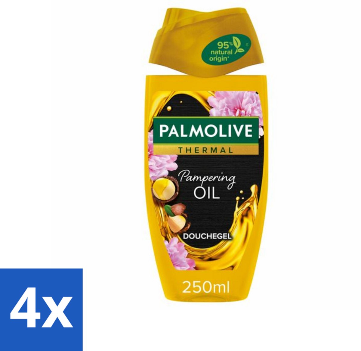 4 x Palmolive Douchegel Thermal Pampering Oil 250 ml - Douchegel - Macadamia-olie - Herstel - Hydrateren - Verzorging