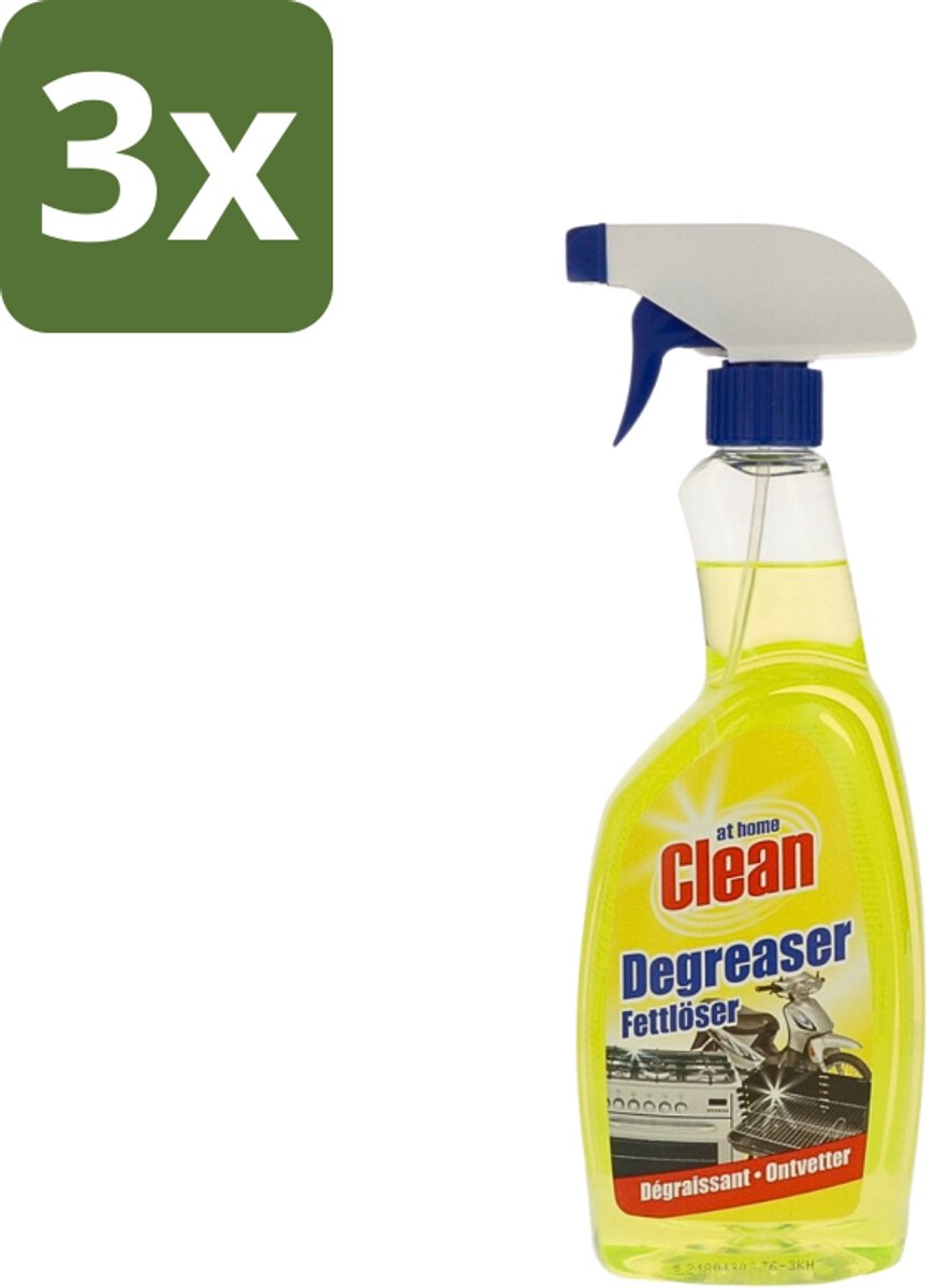 3 x At Home - Clean - Ontvetter - Snel Resultaat - 750 ml - Ontvetter - Keuken Reiniger - Vetverwijdering - Snel Resultaat - Keukenvet