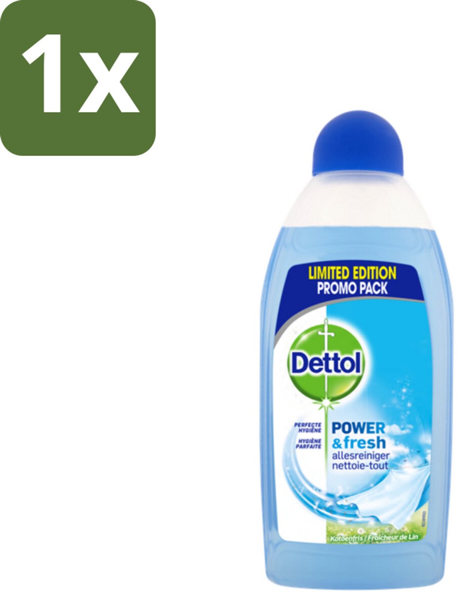 1 x Dettol Power & Fresh Allesreiniger Katoenfris 500 ml - Allesreiniger - Vet Verwijderen - Voedselresten Verwijderen - Vuil Verwijderen - Katoenfris Geur