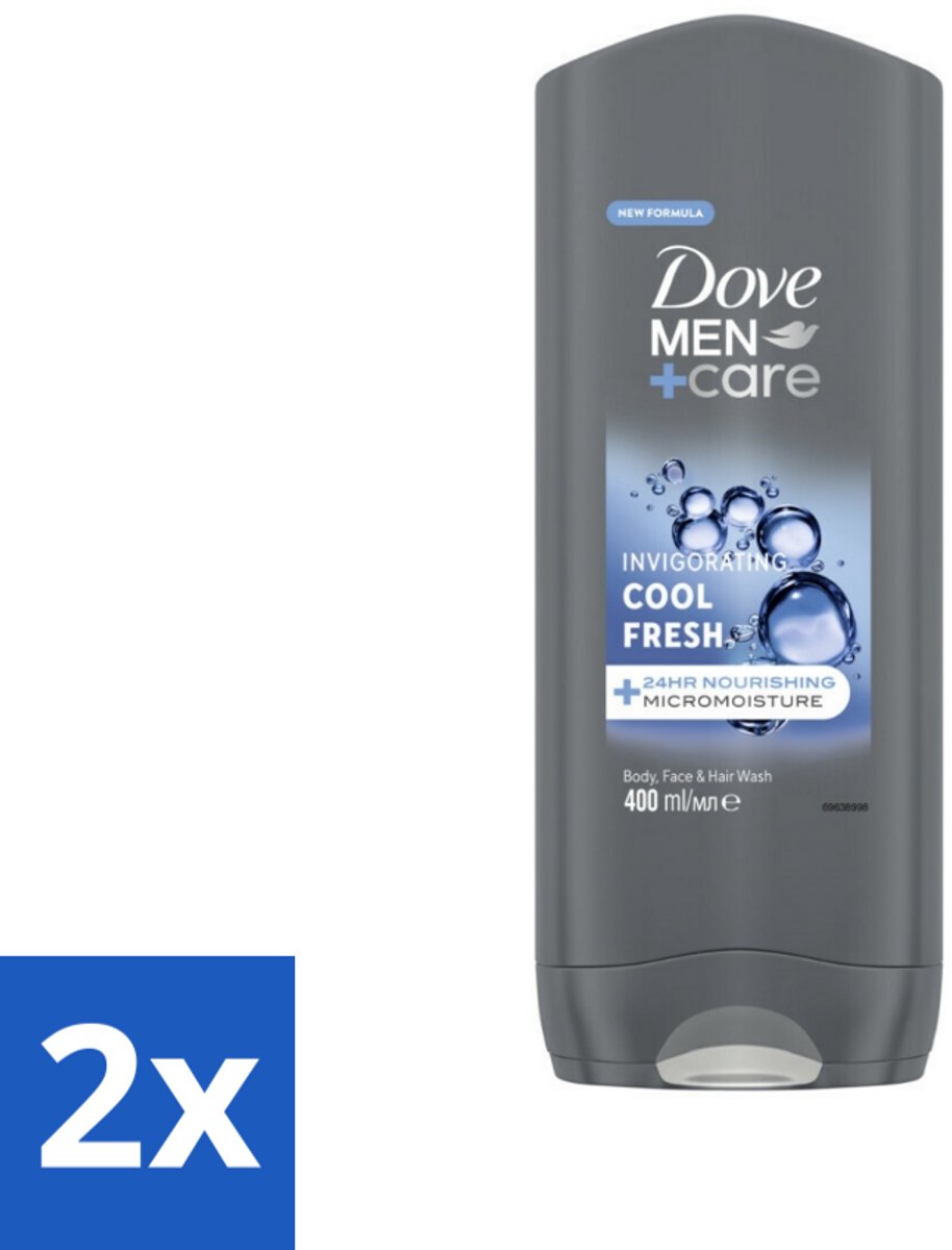 2 x Dove - Douchegel - Men+ Care Cool Fresh - Verfrissend en energiegevend - 400 ml - Douchegel Voor Mannen - Verfrissende Geur - Hydraterende Douchegel - Micro Moisture Technologie - Huid Verzorging