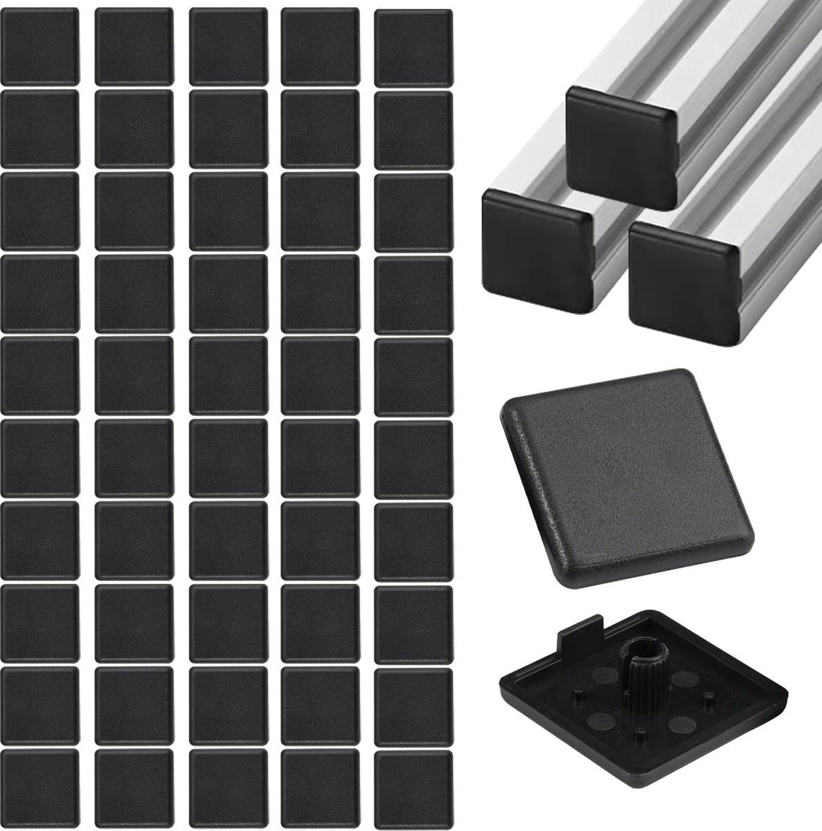Solidchoice - 50 Stuks Aluminium Profiel Eindkappen voor 30x30mm Profielen