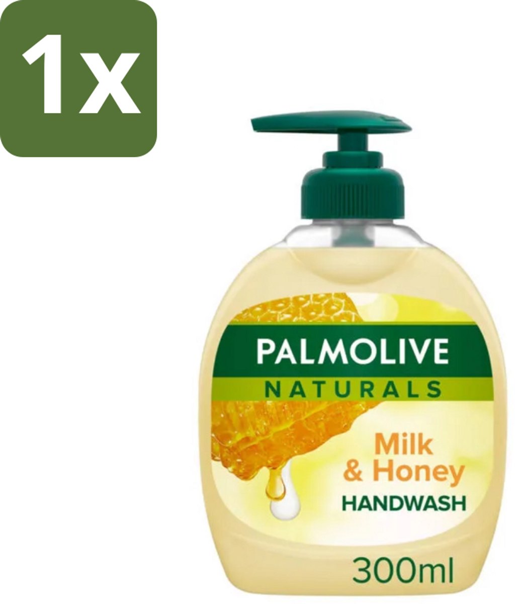 1 x Pamlolive Naturals - Handzeep - Melk & Honing - 300 ml - Handzeep Melk Honing - Zeepvrije Handzeep - Natuurlijke Handzeep - Handen Verzorgen - Handen Hydrateren