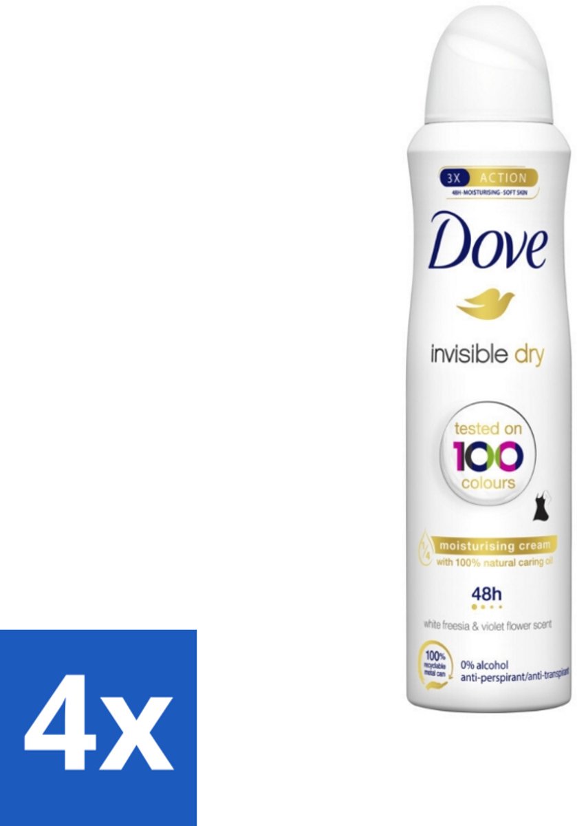 4 x Dove - Deodorant - Spray Invisible Dry - Onzichtbare bescherming - 250 ml - Dove Invisible Dry - Onzichtbare Vlekken - Deodorant Spray - Zweet En Geur - 48 Uur Bescherming