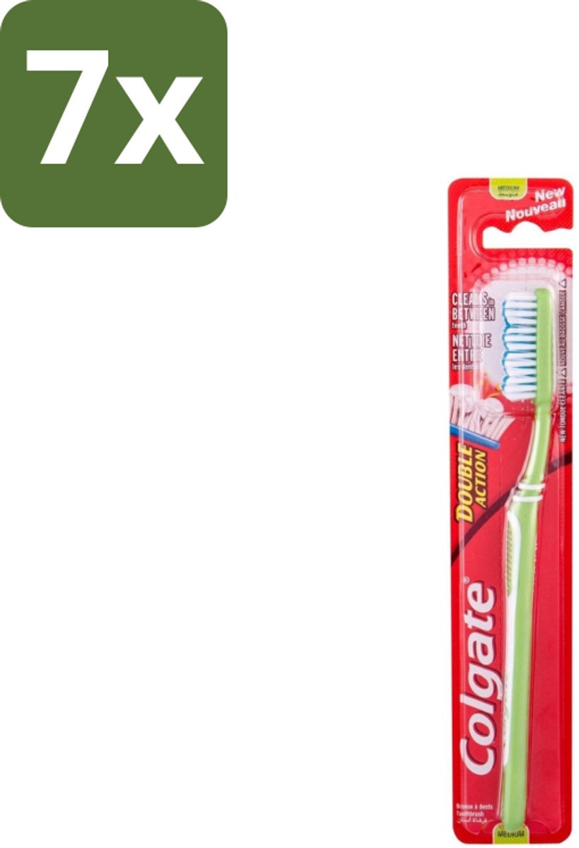 7 x Colgate - Tandenborstel - Double Action Medium - 1 Tandenborstel - Tandenborstel - Mondhygiëne - Tandenborstel Medium - Colgate - Tandenborstel Dubbele Actie