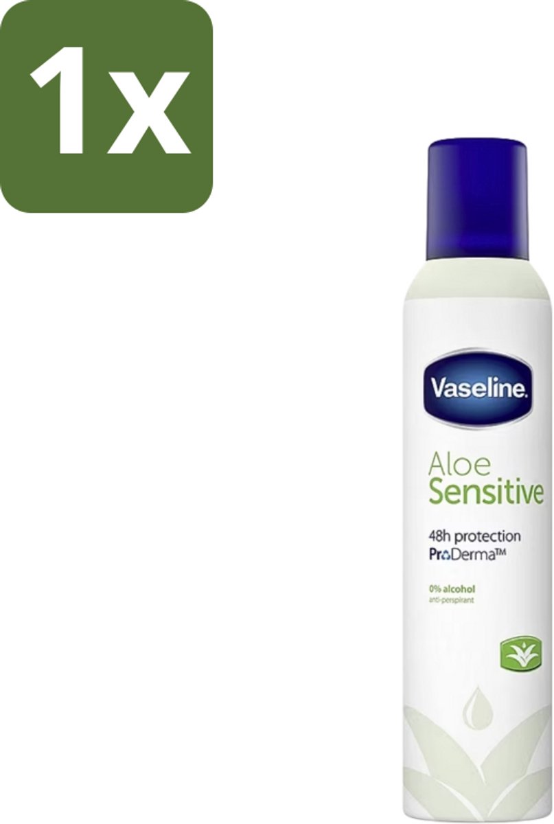 1 x Vaseline - Aloe Sensitive - Deospray - Zacht voor de Huid - 250 ml - Deodorant Voor Gevoelige Huid - Zachte Deodorant - Anti-transpirant Voor Gevoelige Huid - Aloë Vera Deodorant - Verzorgende Deodorant