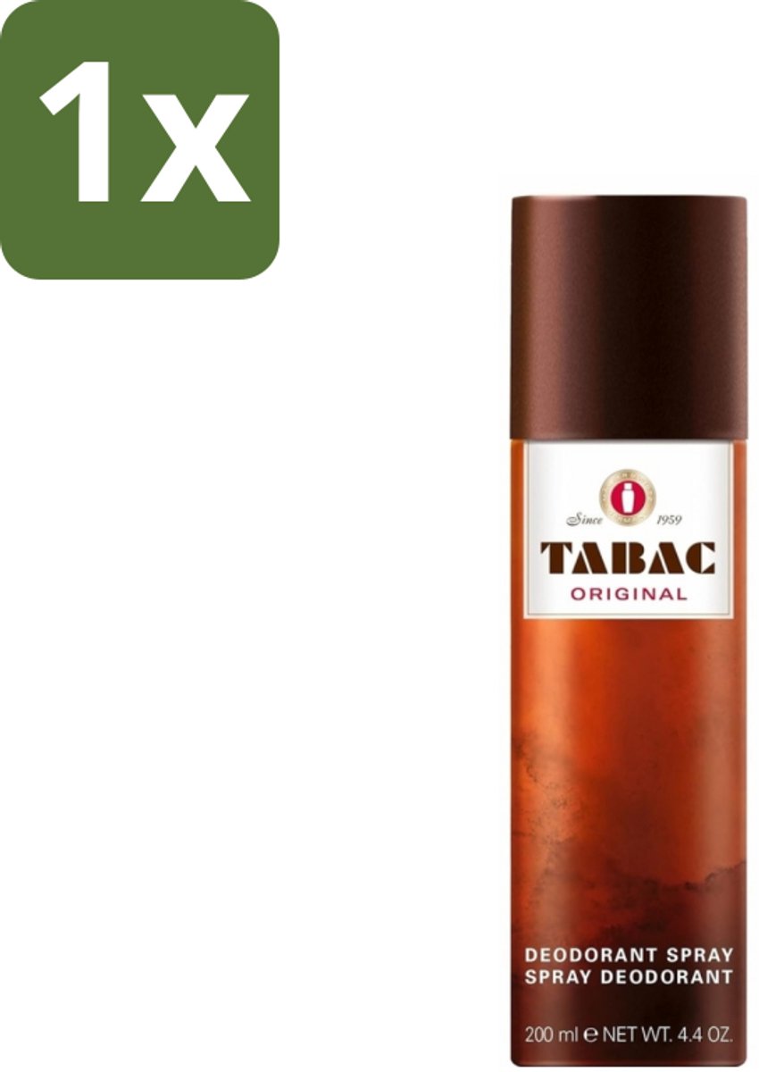 1 x Tabac Original - Deodorant Spray - Anti-transpirant - 200 ml - Tabac Original - Deodorant Spray - Anti-transpirant - Zweetvermindering - Mannelijke Geur