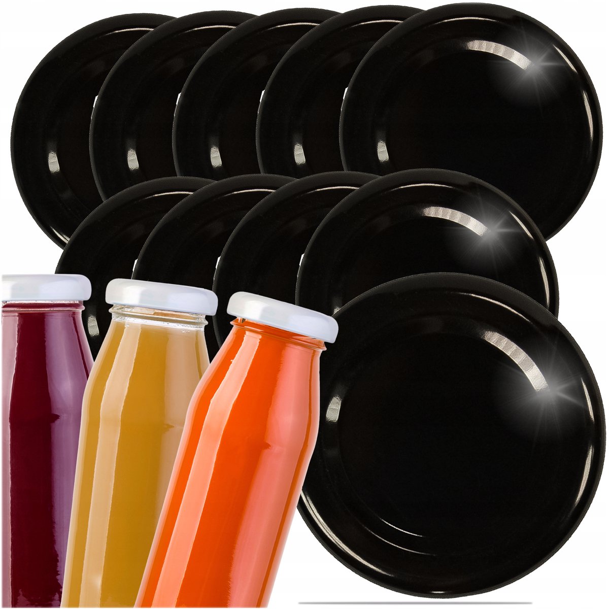 Zwarte Twist-off Deksels FI 43mm - 10 Stuks