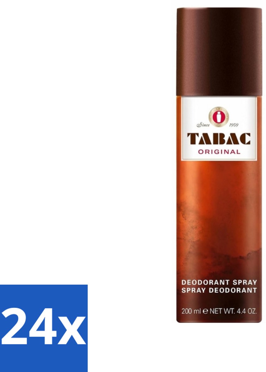 24 x Tabac Original - Deodorant Spray - Anti-transpirant - 200 ml - Tabac Original - Anti-transpirant - Deodorant Spray - Zweetvermindering - Mannelijke Geur