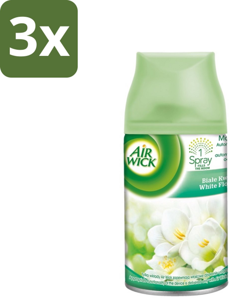 3 x Air Wick - Luchtverfrisser Navulling - Jasmijn & Witte Bloemen - Automatische Spray - 250 ml - Luchtverfrisser - Geur - Bloemige Geur - Jasmijn - Witte Bloemen