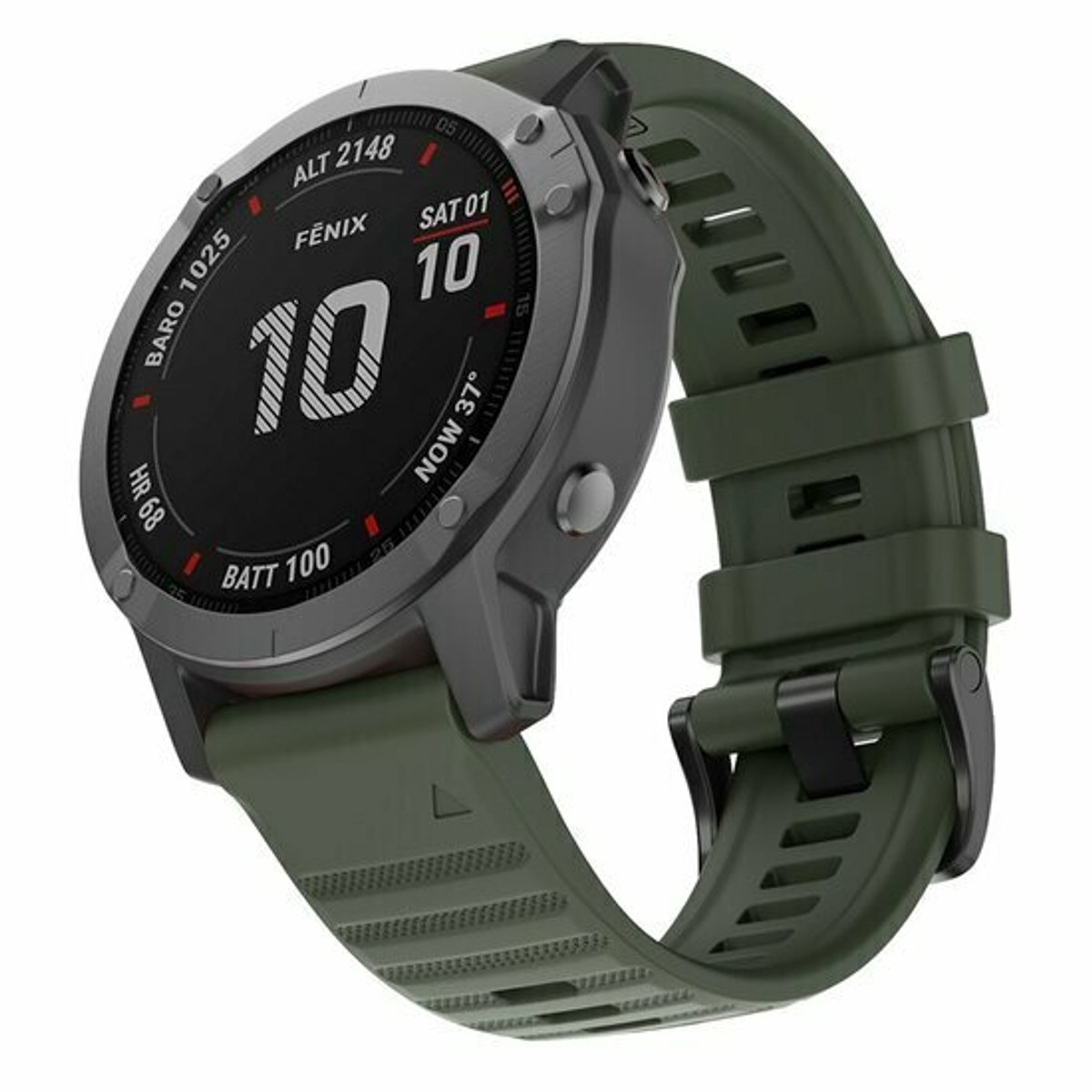 By Qubix - Geschikt voor Garmin bandje - 22mm Quickfit - Siliconen bandje - Leger groen - Geschikt voor Garmin Fenix 9 / 9 pro - 47mm