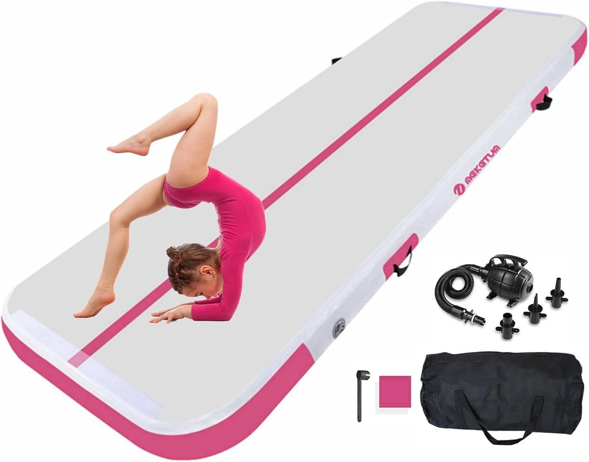 MEKETUM Air Tumbling Track Mat 2 3 4 5 m 10/20 cm Hoog Turnmat Opblaasbare Gymnastiekmat Antislip Sportmat voor - ShopVlot