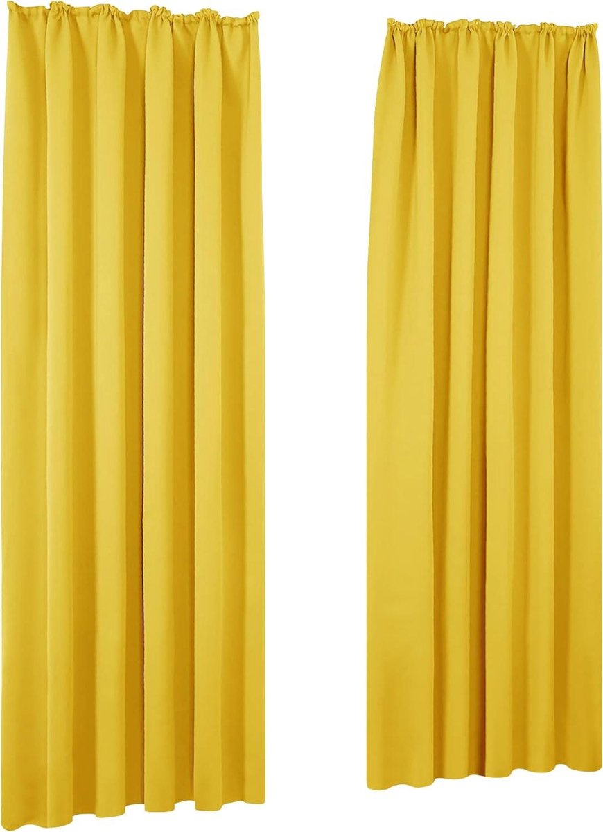 Verduisterende Gordijnen - Luxe Gordijnset - Slaapkamer Decoratie - Warmte Isolerend - 140x175 cm - Citroengeel