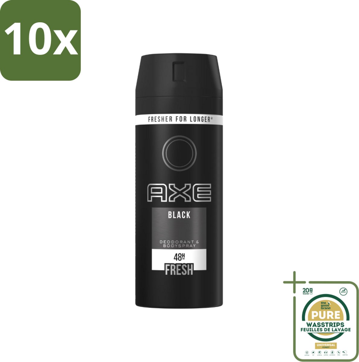 10 x Axe Deodorant Bodyspray Black 150 ml - Grootverpakking - Axe Deodorant Bodyspray - Anti-transpirant - Zweetgeur - Sandelhout Geur - Munt Geur