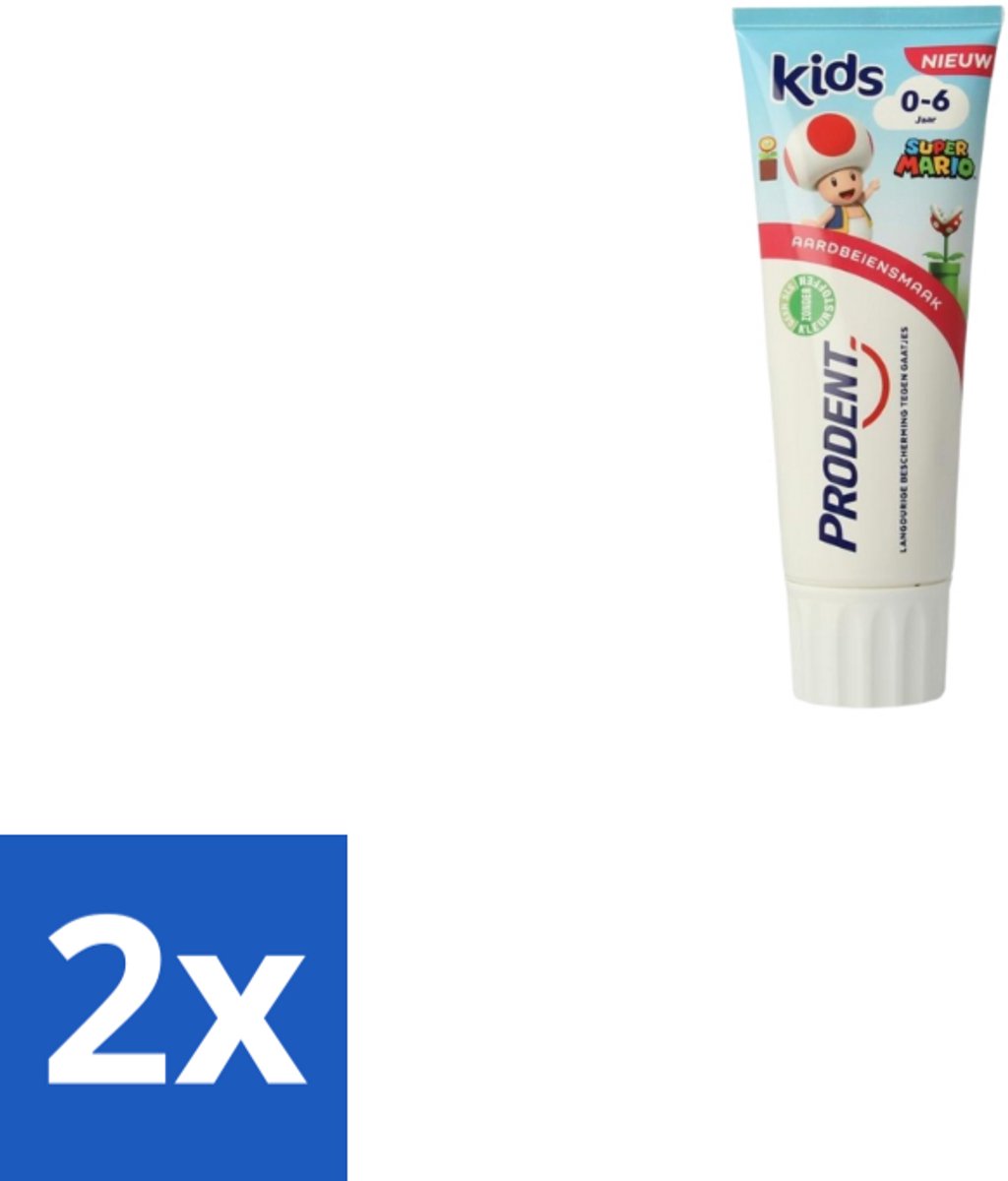 2 x Prodent – Tandpasta – Kids 0–6 Jaar – 75 ml - Kinder Tandpasta - Melktanden - Gaatjes Voorkomen - Kinder Mondhygiëne - Super Mario