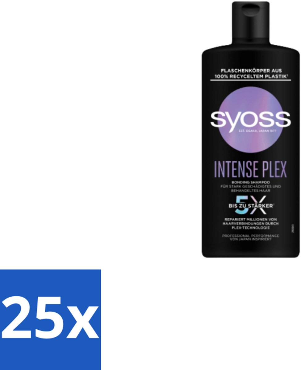 25 x Syoss – Shampoo – Intense Plex – 440 ml - Shampoo Voor Beschadigd Haar - Herstel Shampoo - Keratine Shampoo - Intensieve Herstel Shampoo - Haarversterkend Shampoo