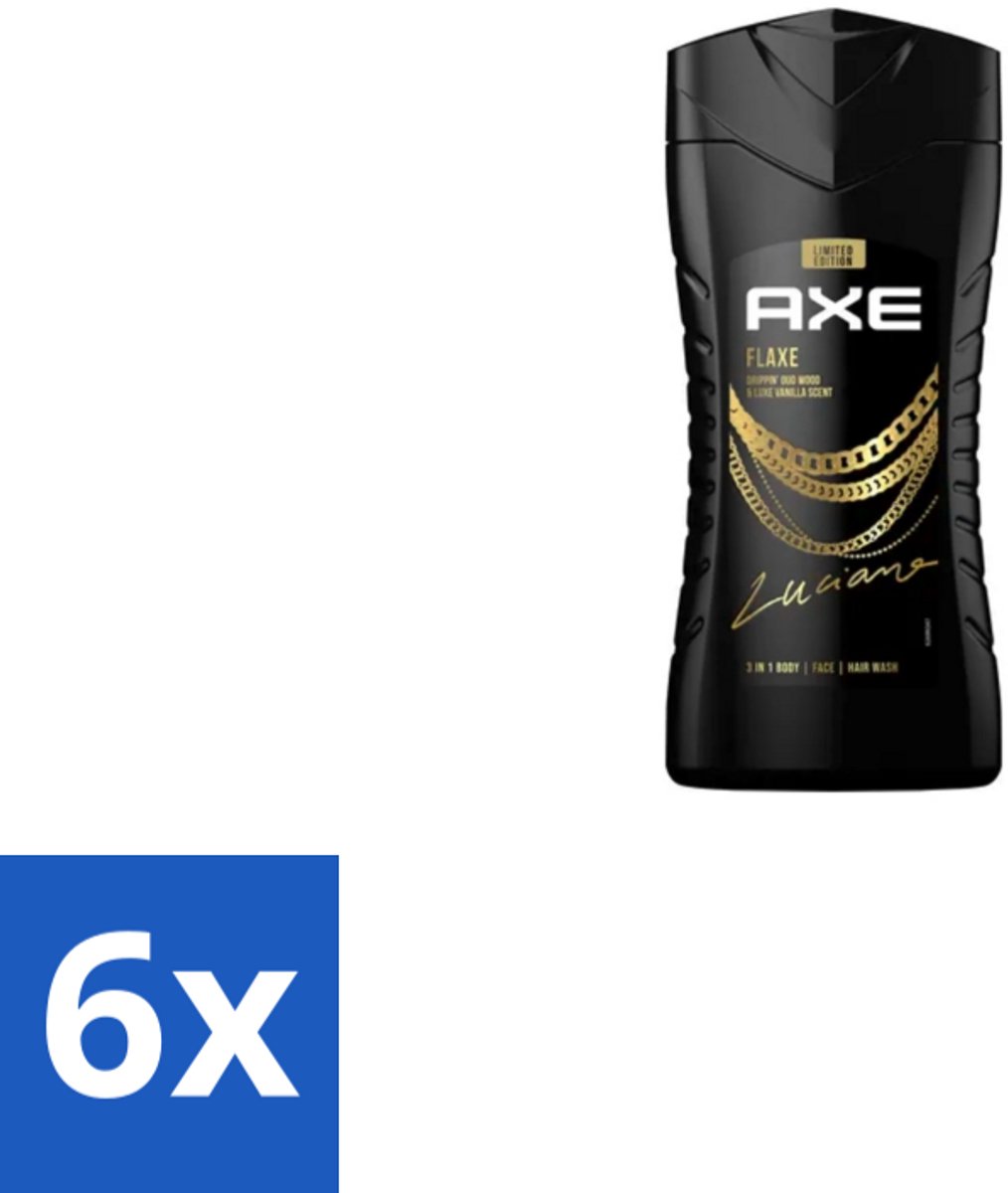 6 x Axe – Douchegel – Flaxe – 250 ml - Douchegel Voor Mannen - Frisse Geur - Reiniging Lichaam - Hydraatende Douchegel - Mannelijke Geur