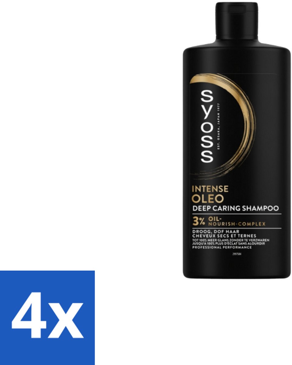 4 x Syoss Oleo Shampoo 440 ml - Voedend Shampoo - Droog Haar - Beschadigd Haar - Haar Herstel - Haar Glans
