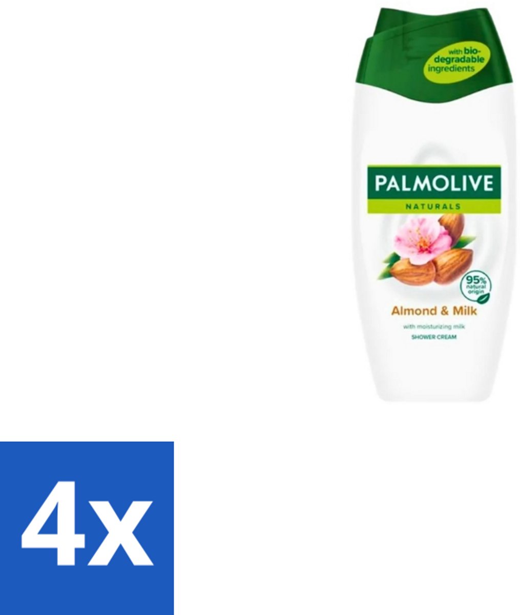 4 x Palmolive – Douchecrème – Naturals Almond & Milk – 500 ml - Douchecrème - Huid Verzorgen - Natuurlijke Reiniging - Zachte Huid - Hydraterende Douchecrème