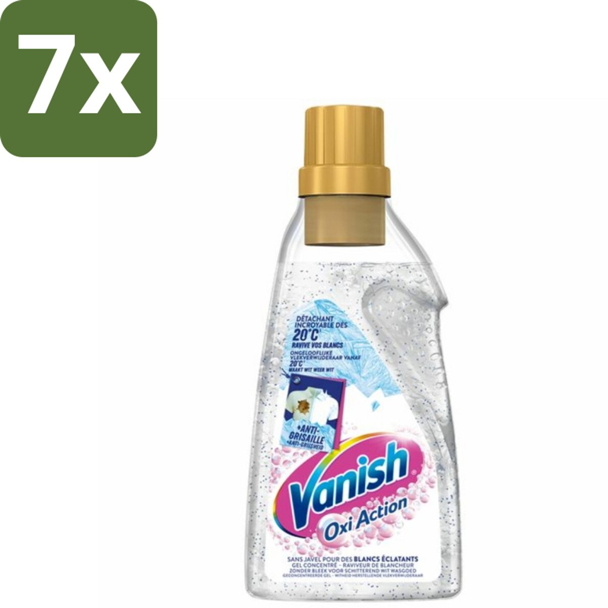 7 x Vanish Oxi Action - Vlekkenverwijderaar Gel - Zonder Bleek - Witte Was - 15 Wasbeurten - Wit Was - Vlekkenverwijderaar - Bleekvrije Was - Witte Was - Wasbeurt