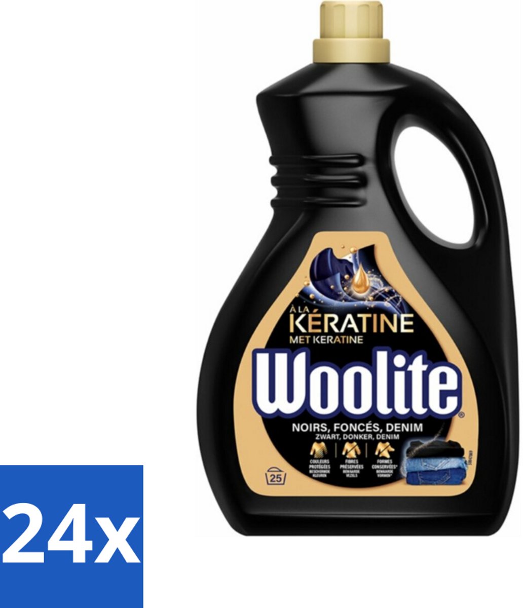 24 x Woolite Dark - Vloeibaar Wasmiddel - Met Keratine - Donkere & Denim Was - 25 Wasbeurten - 1,5L - Wasmiddel Voor Donkere Kleding - Denim Wasmiddel - Kleurbescherming - Wasmiddel Met Keratine - Wasmiddel Voor Handwas