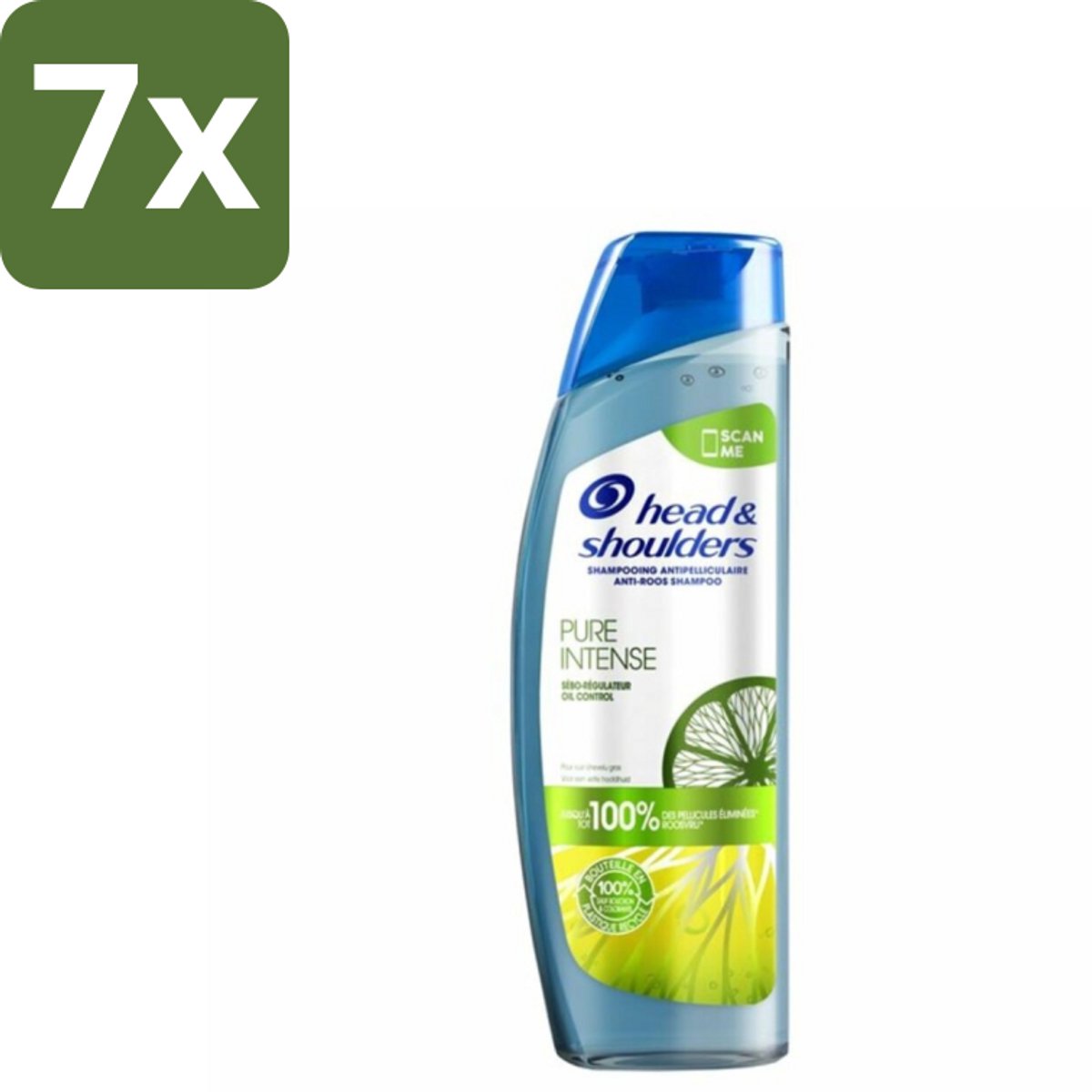 7 x Head & Shoulders - Anti-Roos Shampoo - Pure Intense - Oil Control - 250 ml - Roosvrij Haar - Oliecontrole - Schone Hoofdhuid - Vet Haar - Anti-roos Shampoo