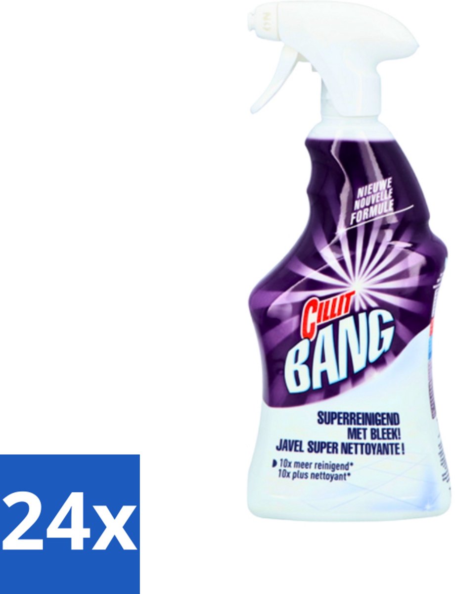 24 x Cillit Bang - Power Cleaner - Bleek & Hygiëne - Schoonmaakspray - Voor Vlekken en Aanslag - 750 ml - Schoonmaakspray - Vlekkenverwijderaar - Aanslag - Schoonmaak - Hygiëne