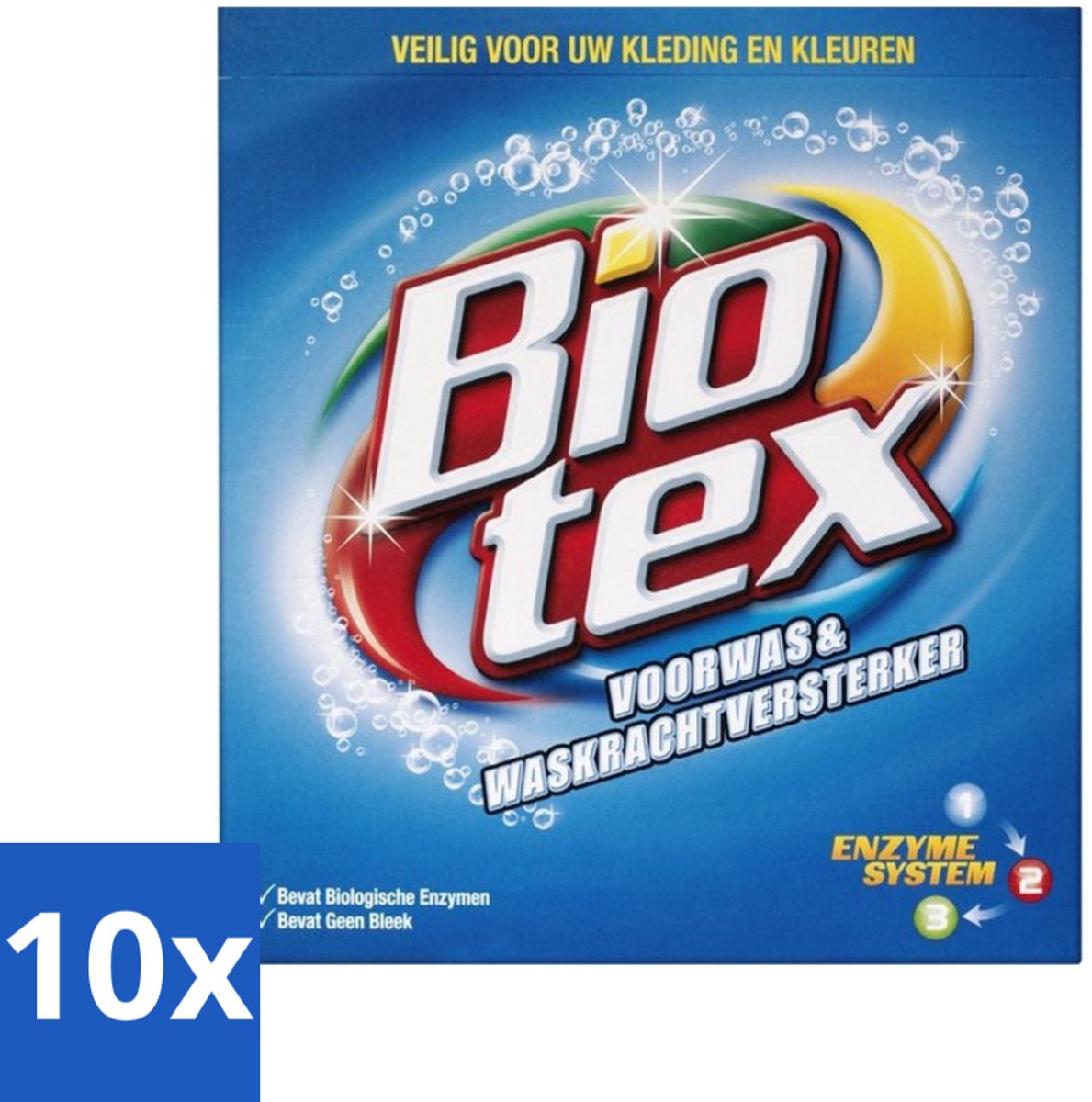 10 x Biotex - Voorwas & Waskrachtversterker - Waspoeder - Witte en Gekleurde Was - 50 Wasbeurten - Waspoeder - Wasmiddel - Vlekverwijdering - Waskrachtversterker - Enzymen