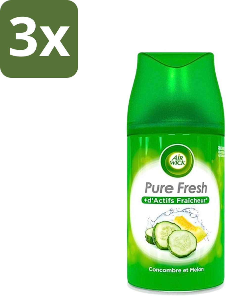 3 x Air Wick Freshmatic - Luchtverfrisser Navulling - Pure Fresh Komkommer - 250ml - Luchtverfrisser - Geurverspreider - Komkommer Geur - Frisse Geur - Geurintensiteit