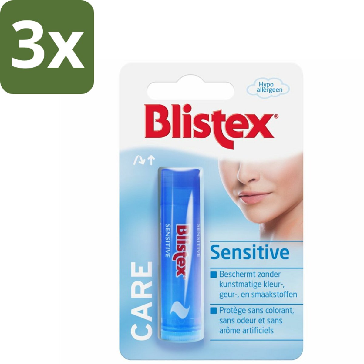 3 x Blistex - Lippenbalsem - Zonder Kleur, Geur & Smaakstoffen - Lippenbalsem - Gevoelige Lippen - Geurloos - Smaakloos - Uitdroging