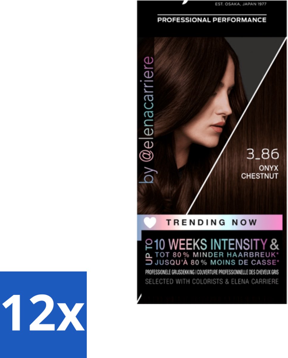12 x Syoss - Haarverf - 3-86 Onyx Chestnut - 1 Haarkleuring - Haarverf - Kastanjebruin - Permanente Haarkleur - Syoss - Salonplex