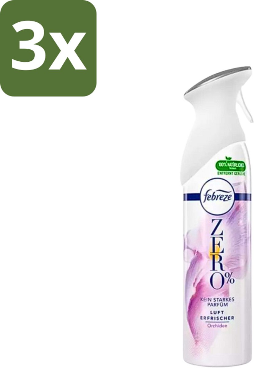 3 x Febreze Spray - Zero % - Orchidee - Luchtverfrisser - 300ml - Luchtverfrisser - Geuren Verwijderen - Orchidee Geur - Frisse Geur - Zero %