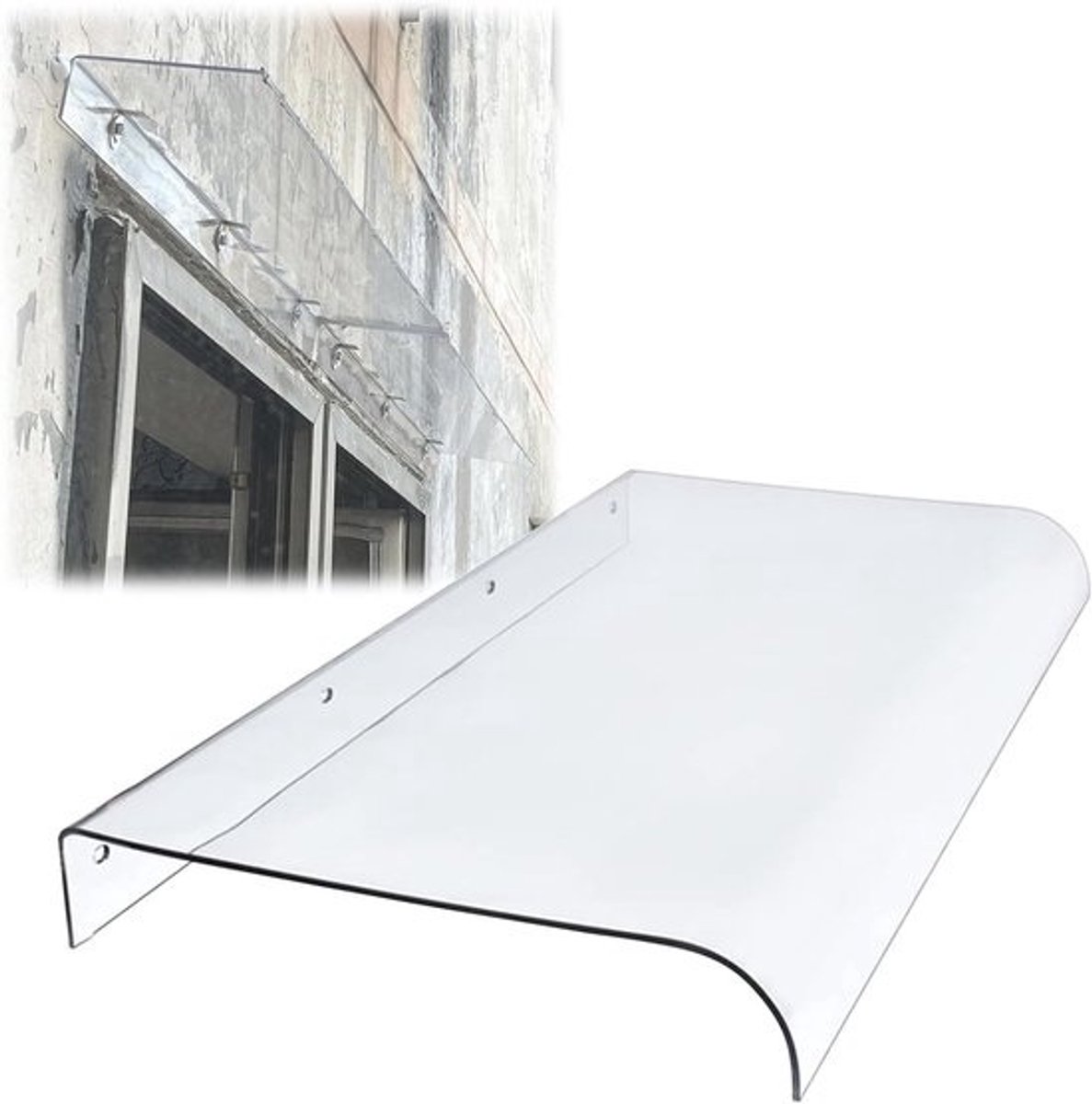 Voordeur Luifel - Raam Overkapping - Bescherming Buiten - Weerbestendig Polycarbonaat - 50 x 80 cm - Transparant