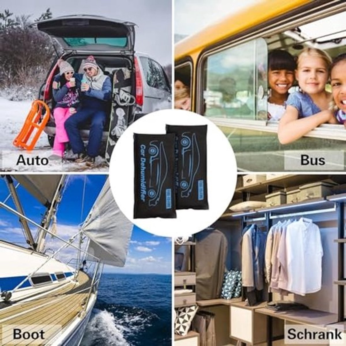 Luchtontvochtiger voor Auto - Herbruikbaar Vochtkussen tegen Beslagen Ruiten - 2 x 1000 g Auto Winteraccessoires