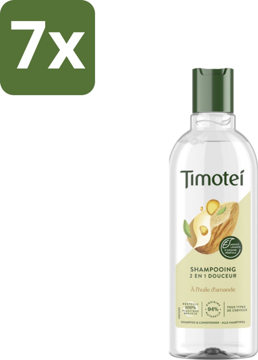 7 x Timotei - Shampoo - Amandelolie - 2in1 - Alle haartypes - 300ml - 2in1 Shampoo En Conditioner - Amandelolie Shampoo - Zachte Shampoo - Haarverzorging - Haardos Verzorging