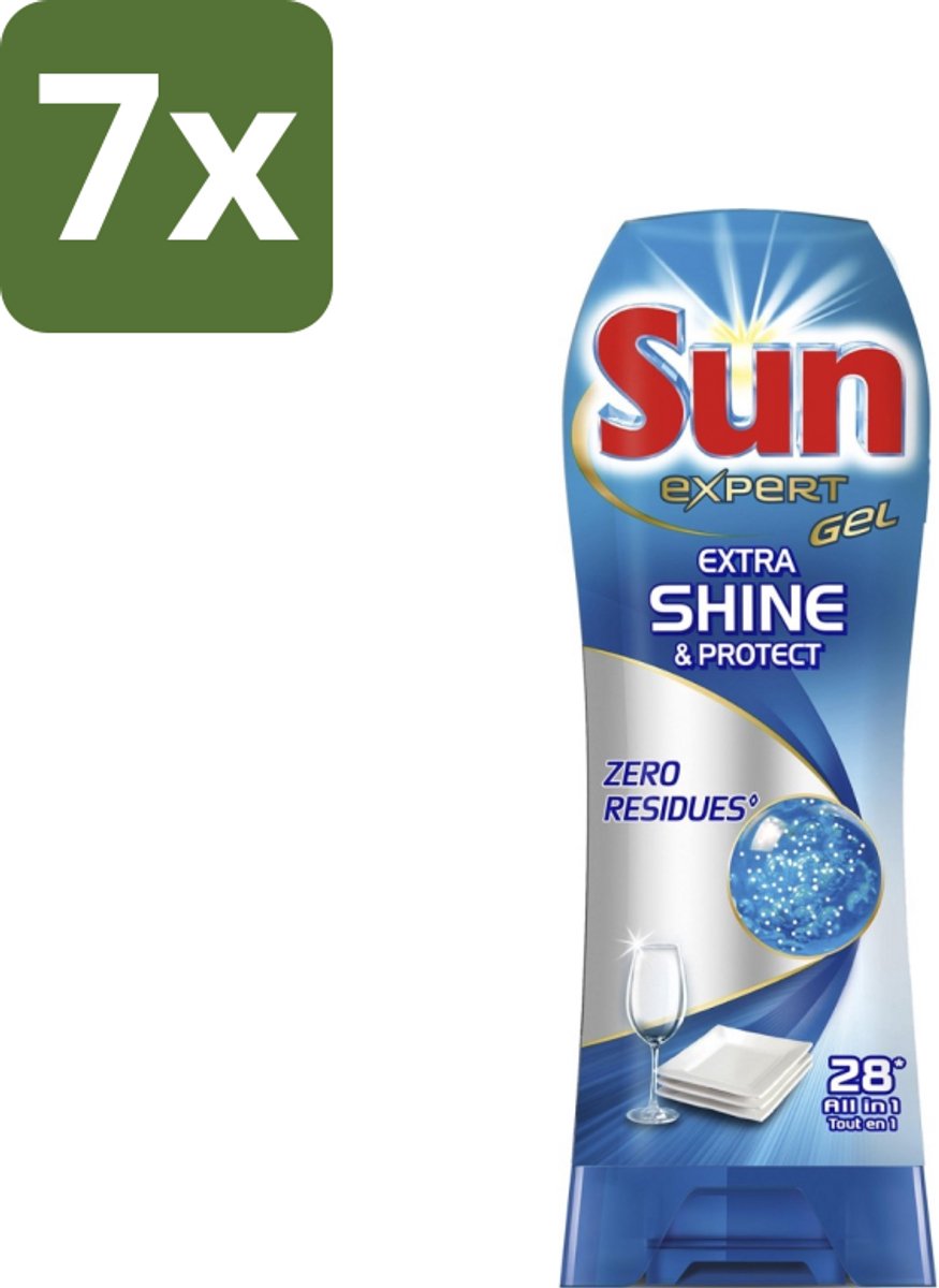 7 x Sun Expert Gel - Extra Shine & Protect - All-in-1 - Vaatwasmiddel Gel - 28 Wasbeurten - Vaatwasgel - Vaatwas - Vaatwasbeurt - Vaatwasmiddel - Stralende Vaat