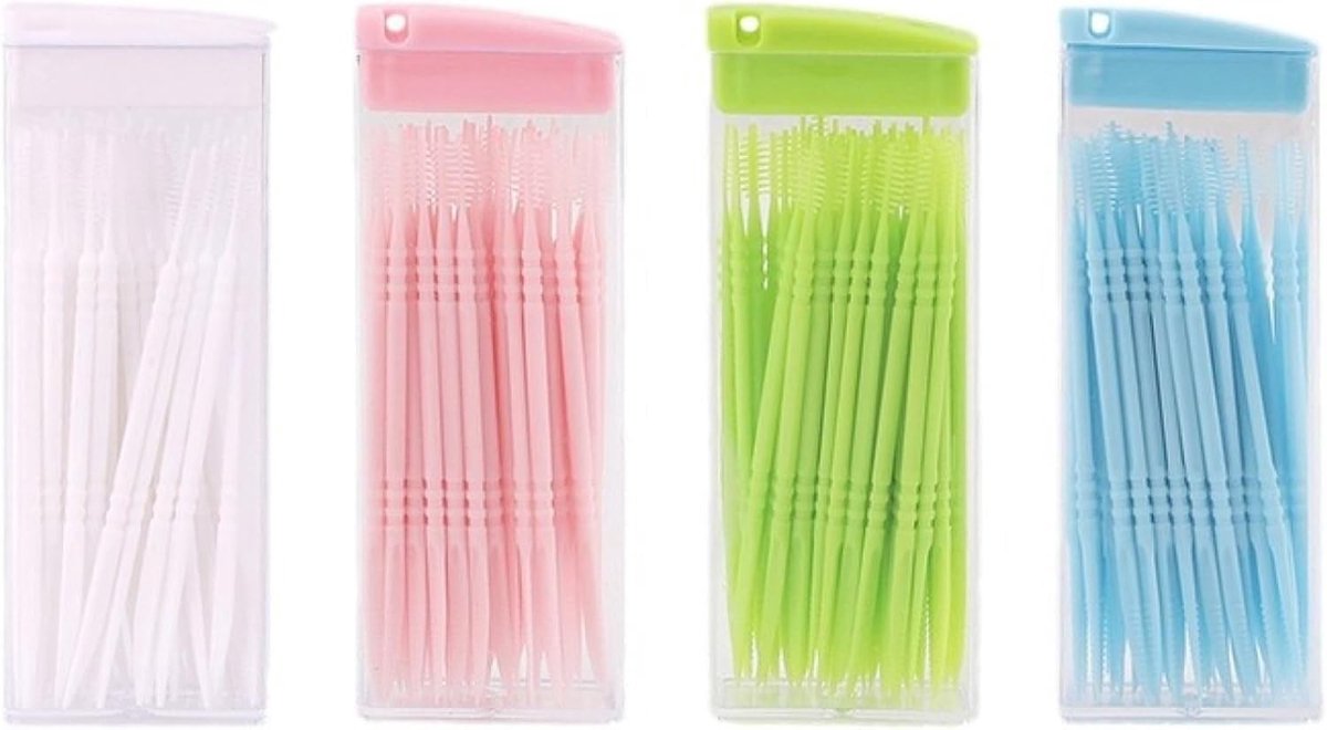 Interdentale borstels voor eenmalig gebruik, dubbele kop, plastic tandenstokers, 200 stuks, mondhygiëne hulpmiddel