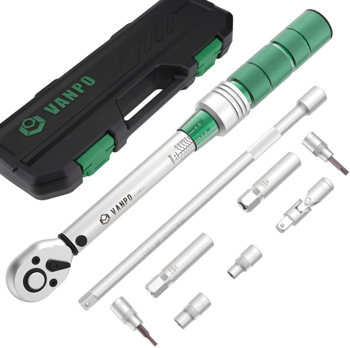 Elzusha - Precisie Momenten Sleutel 3/8'' 5-60 Nm met 9-delige Onderhoudsset