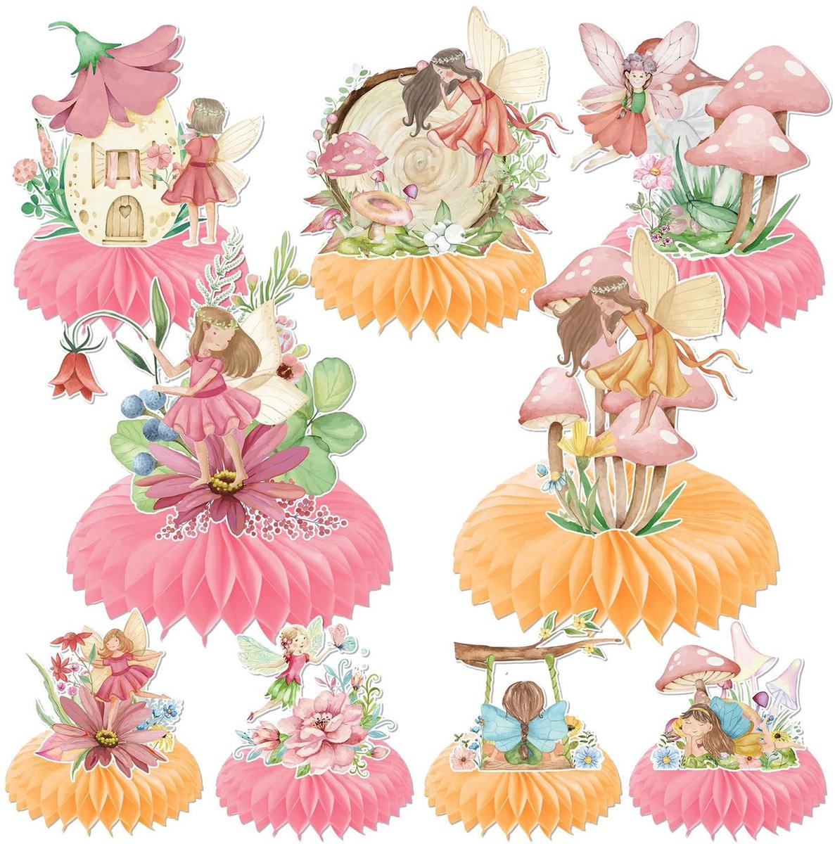 Elzusha - Feestelijke Tafeldecoratie Honeycomb, Set van 9 Stukken